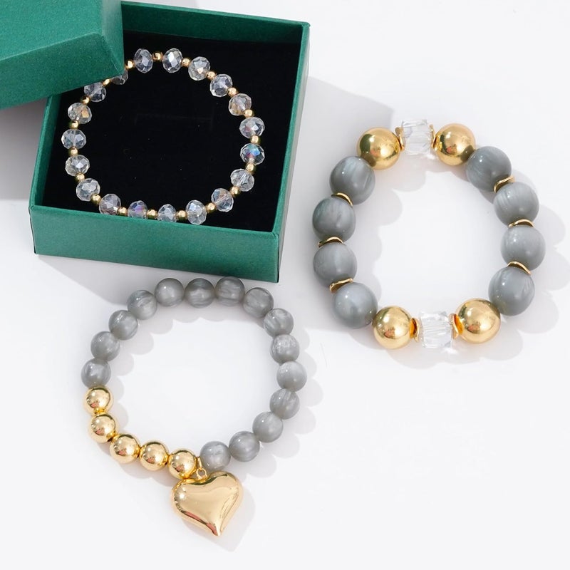 Aigrnc Boho Beaded Stretch Bracelets For Women Stackable Crystal Gold Plated Beaded Bracelets Set Trendy Handmade Friendship Braeclet Jewelry Gifts - Image 4